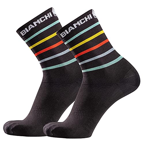 Bianchi Milano Oreto Calcetines de Ciclismo, Unisex, Rayas Negras, S-M