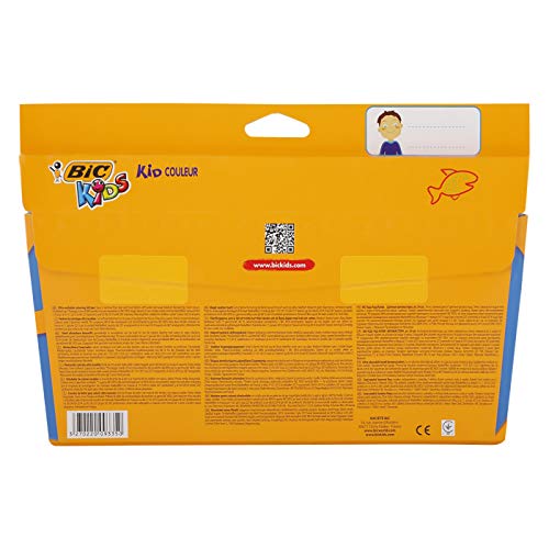 BIC Kids Rotuladores Lavables para Niños, Kid Couleur, Colores Surtidos, Punta Media para Niños, Caja de 24, material escolar