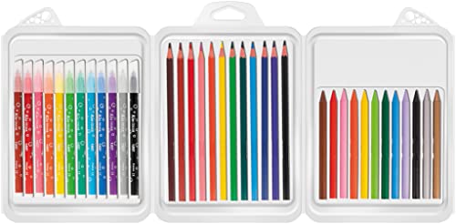 BIC Kids Set Para Colorear, 12 Rotuladores, 12 Lápices de Colores, 12 Ceras, Colores Surtidos, Paquete de 36 Unidades