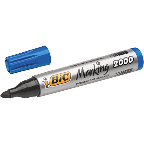 BIC Marking 2000 ecolutions - Rotuladores permanentes de punta cónica media, caja de 12 unidades, color azul