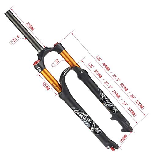 Bici Horquilla suspensión, 26/27,5/29 Pulgadas MTB de Bicicletas de aleación de magnesio Suspensión Tenedor, Tapered Tubo de dirección y Recto Tubo de dirección Delantero Tenedor