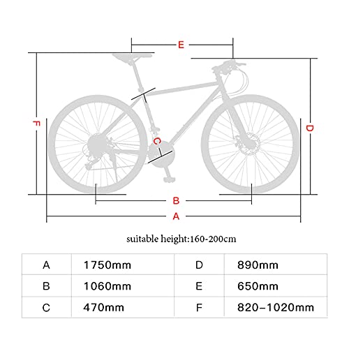 Bicicleta, Bicicleta de carretera, Bicicleta de carretera de 27 velocidades, Bicicleta de carreras híbrida deportiva para adultos, Rueda 700C, No es fácil de deformar, Freno de disco doble/sil