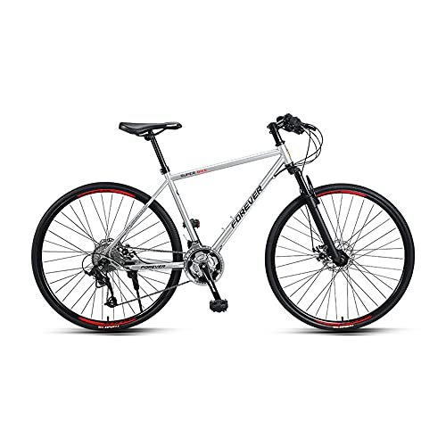 Bicicleta, Bicicleta de carretera, Bicicleta de carretera de 27 velocidades, Bicicleta de carreras híbrida deportiva para adultos, Rueda 700C, No es fácil de deformar, Freno de disco doble/sil