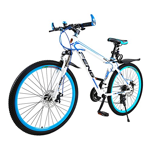 Bicicleta, bicicleta de montaña, bicicleta con freno de disco doble de 24 velocidades, con marco de aleación de aluminio, para hombres o mujeres, no es fácil de deformar, fácil de instalar/A /