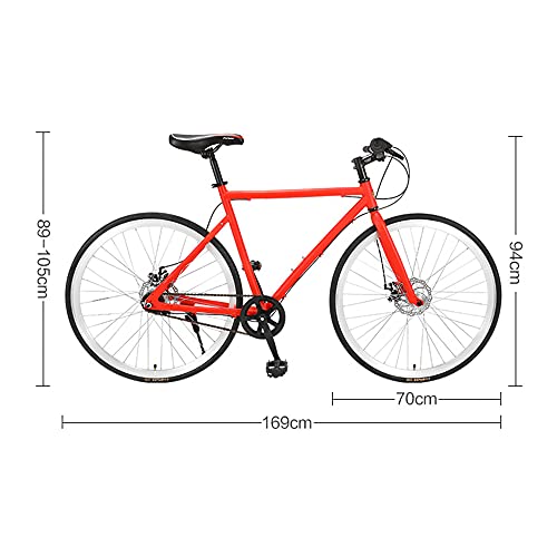 Bicicleta de carretera, Bicicleta de carretera de aluminio ultraligera de 3 velocidades, Bicicleta de carreras híbrida deportiva para adultos, Rueda 700C, No es fácil de deformar/Orange / 169x