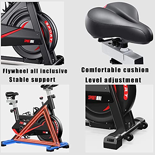 Bicicleta de ejercicio interior para uso doméstico/gimnasio, bicicleta de entrenamiento ajustable, pantalla LCD con monitor de ritmo cardíaco, bicicleta de giro súper silenciosa todo