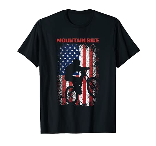 Bicicleta de Montaña, Bandera Americana Retro, USA America Camiseta
