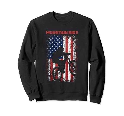 Bicicleta de Montaña, Bandera Americana Retro, USA America Sudadera