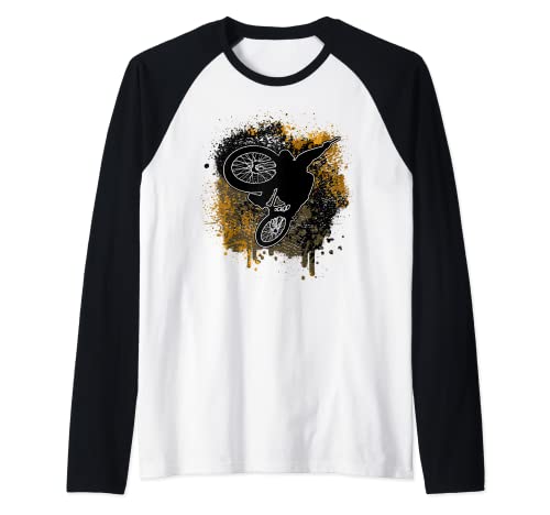 Bicicleta de montaña BMX Dirt Jump. Camiseta Manga Raglan