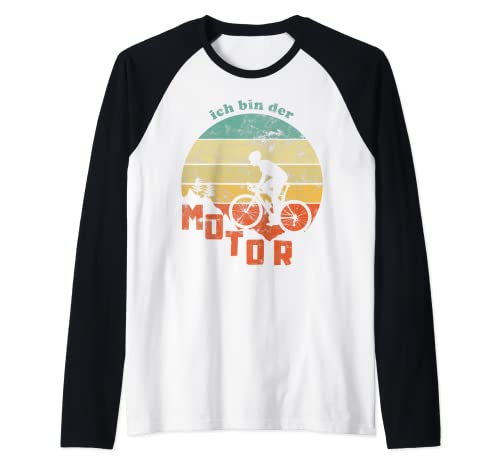 Bicicleta de montaña con texto en alemán "Ich bin der Motor" Camiseta Manga Raglan