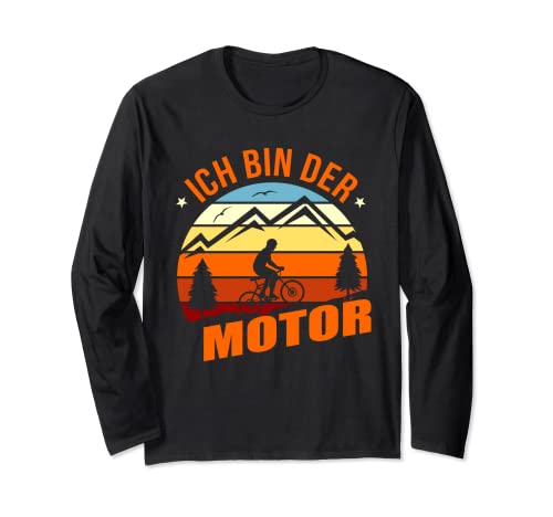 Bicicleta de montaña con texto en alemán "Ich Bin Der Motor". Manga Larga