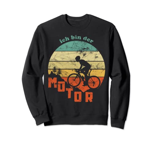 Bicicleta de montaña con texto en alemán "Ich bin der Motor" Sudadera