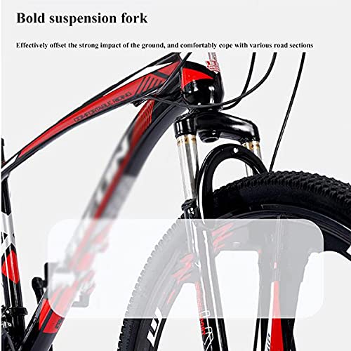 Bicicleta de montaña de 21/24/27 velocidades para adultos, hombres, mujeres, bicicleta de montaña de 26 pulgadas, cuadro de acero de alto carbono MTB con freno de disco y frenos de disco (tamaño: 27 v