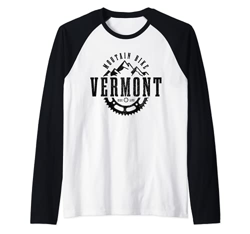 Bicicleta de montaña Vermont MTB Downhill Biking Vintage Biker Camiseta Manga Raglan