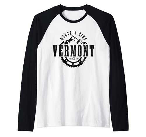 Bicicleta de montaña Vermont MTB Downhill Biking Vintage Biker Camiseta Manga Raglan