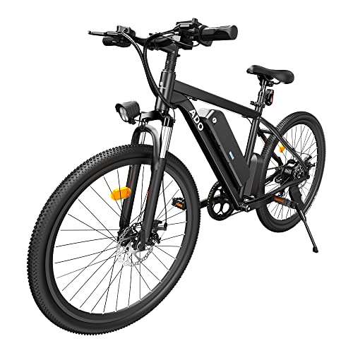 Bicicleta Eléctrica ADO A26 Ebike, Bicicleta de Montaña de 26"con Batería Extraíble de 36 V / 12,5 Ah/Caja de Cambios de 7 Velocidades/Velocidad Máxima 25 km/h (Negro, 26 * 1,95 Pulgadas)