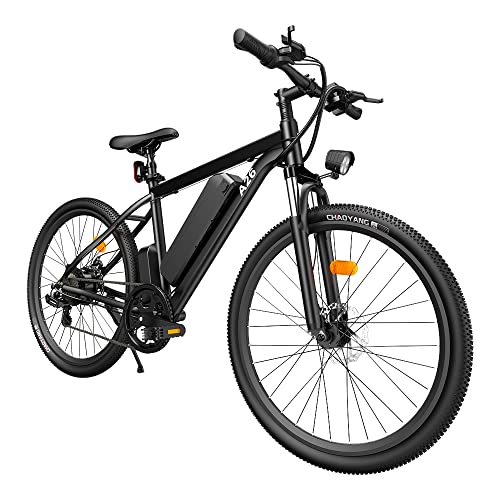 Bicicleta Eléctrica ADO A26 Ebike, Bicicleta de Montaña de 26"con Batería Extraíble de 36 V / 12,5 Ah/Caja de Cambios de 7 Velocidades/Velocidad Máxima 25 km/h (Negro, 26 * 1,95 Pulgadas)