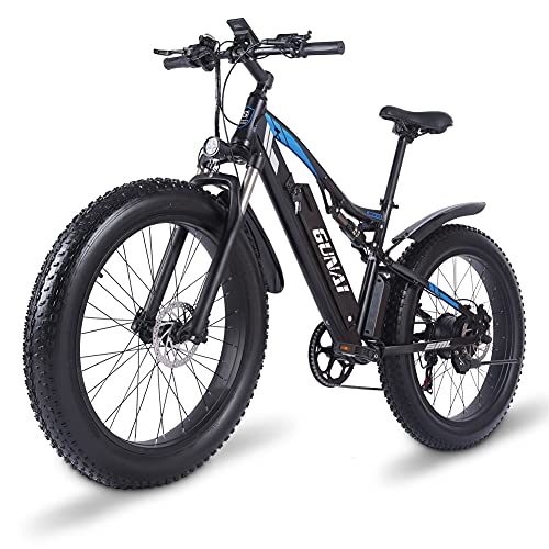 Bicicleta eléctrica GUNAI 26 '' 4.0 Fat Tire Mountain E-Bike 48V con batería extraíble de Iones de Litio de 17AH y Doble absorción de Impactos