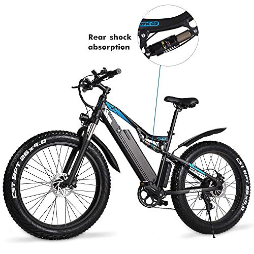 Bicicleta eléctrica GUNAI 26 '' 4.0 Fat Tire Mountain E-Bike 48V con batería extraíble de Iones de Litio de 17AH y Doble absorción de Impactos