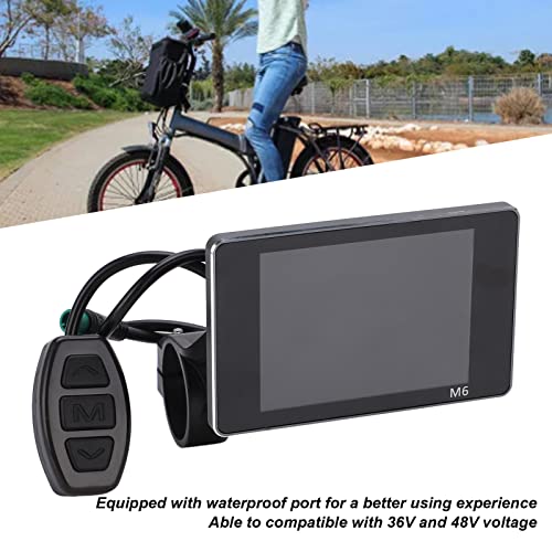 Bicicleta Eléctrica LCD M6 Medidor de Pantalla, 36V 48V Panel de Control con Pantalla de Potencia, Velocidad Actual, Kilometraje para Modificación (Puerto Impermeable)