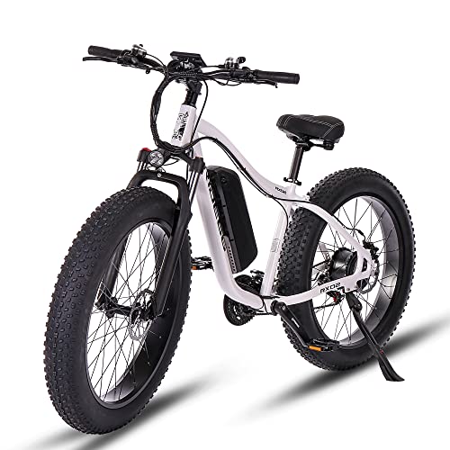 Bicicleta Electrica MTB 26 Pulgadas de citybike y Montaña E-Bike Batería de Litio Extraíble para Adulto Hombre Mujer (Blanco)