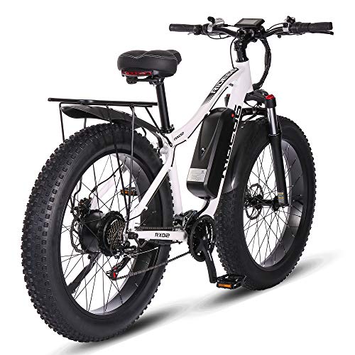 Bicicleta Electrica MTB 26 Pulgadas de citybike y Montaña E-Bike Batería de Litio Extraíble para Adulto Hombre Mujer (Blanco)