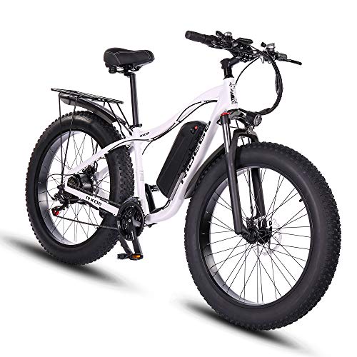 Bicicleta Electrica MTB 26 Pulgadas de citybike y Montaña E-Bike Batería de Litio Extraíble para Adulto Hombre Mujer (Blanco)