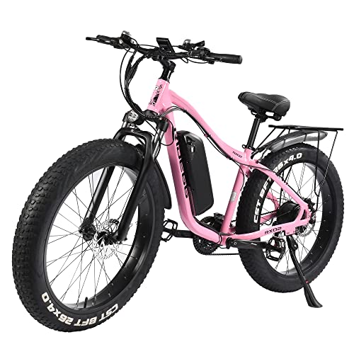 Bicicleta Electrica MTB 26 Pulgadas de citybike y Montaña E-Bike Batería de Litio Extraíble para Adulto Hombre Mujer (Rosado)