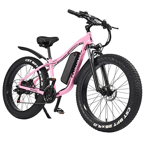 Bicicleta Electrica MTB 26 Pulgadas de citybike y Montaña E-Bike Batería de Litio Extraíble para Adulto Hombre Mujer (Rosado)