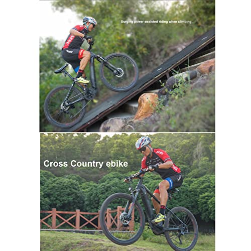 Bicicleta eléctrica para adultos 240 W 36 V Mid Motor 27.5 "Bicicleta de montaña eléctrica 12.8 Ah Li-Ion Batería eléctrica Cross Country Ebike (Color: Negro rojo)