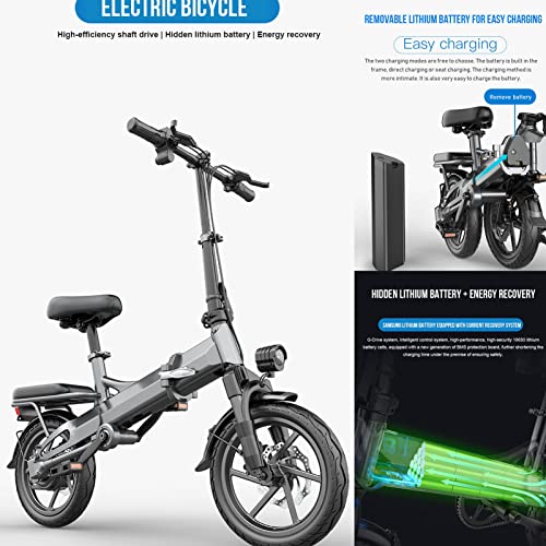 Bicicleta eléctrica para adultos 400 W 14 pulgadas plegable bicicleta eléctrica 15.5 Mph 36 V batería de litio City E-Bike sin cadena bicicletas plegables eléctricas (color: gris)
