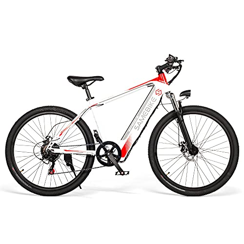 Bicicleta eléctrica Plegable de Rueda de 26", Bicicleta de montaña eléctrica de Aluminio de 250 W con Borde de radios SAMEBIKE SH26 (Blanco)