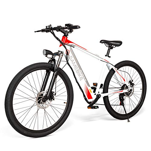 Bicicleta eléctrica Plegable de Rueda de 26", Bicicleta de montaña eléctrica de Aluminio de 250 W con Borde de radios SAMEBIKE SH26 (Blanco)