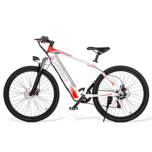 Bicicleta eléctrica Plegable de Rueda de 26", Bicicleta de montaña eléctrica de Aluminio de 250 W con Borde de radios SAMEBIKE SH26 (Blanco)