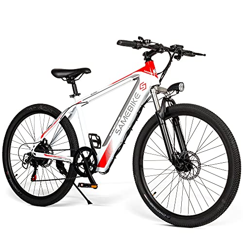 Bicicleta eléctrica Plegable de Rueda de 26", Bicicleta de montaña eléctrica de Aluminio de 250 W con Borde de radios SAMEBIKE SH26 (Blanco)