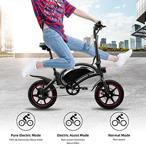 Bicicleta eléctrica plegable, motor eléctrico de 250 W, neumáticos de 14 pulgadas, ajuste de 3 modos de trabajo, amortiguador central, bicicleta eléctrica de viaje al aire libre