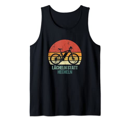 Bicicleta eléctrica retro con diseño de sonrisa en lugar de acariciar. Camiseta sin Mangas