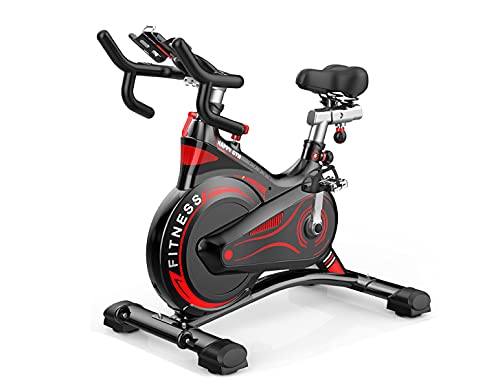 Bicicleta estática de resistencia magnética resistencia regulable, Bici de entrenamiento fitness con sillín ajustable, pulsómetro y pantalla LCD (Negro)