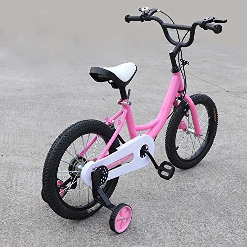 Bicicleta infantil de 16 pulgadas con ruedines, para niñas, para principiantes, color rosa