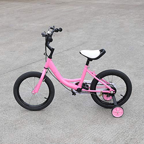 Bicicleta infantil de 16 pulgadas con ruedines, para niñas, para principiantes, color rosa