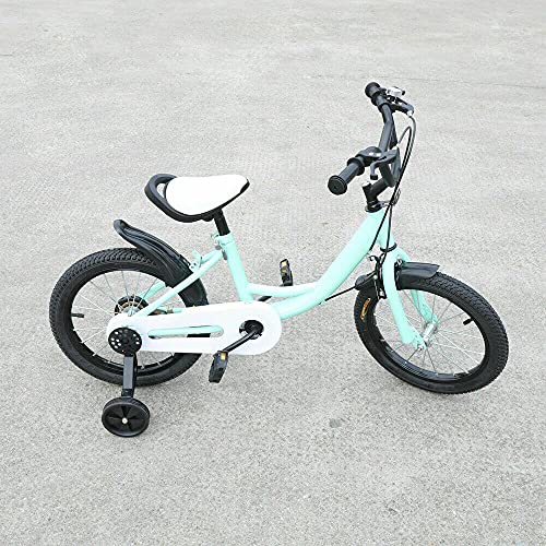 Bicicleta infantil de 16 pulgadas, para niños y niñas, con ruedas de apoyo, para niños de 4 a 7 años, color verde