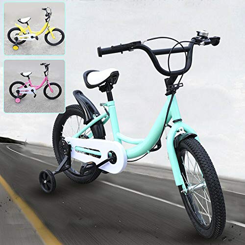 Bicicleta infantil de 16 pulgadas, para niños y niñas, con ruedas de apoyo, para niños de 4 a 7 años, color verde