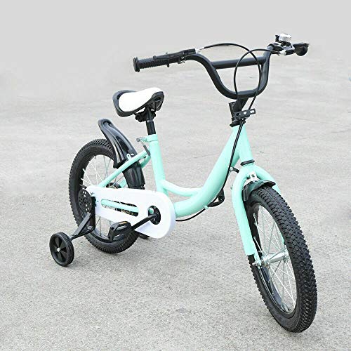 Bicicleta infantil de 16 pulgadas, para niños y niñas, con ruedas de apoyo, para niños de 4 a 7 años, color verde