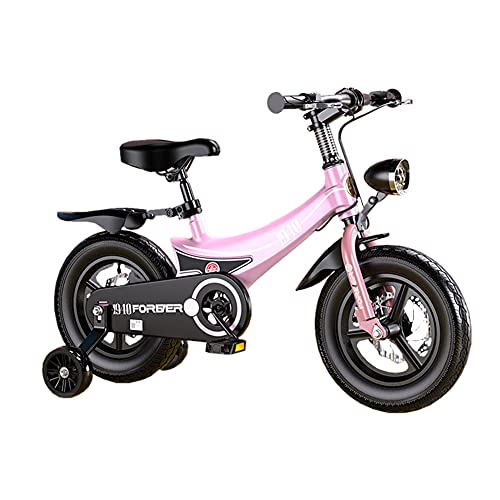 Bicicleta Para Niños Para Niños Y Niñas 3-9 Años Bicicletas Aviación Aviación Aleación De Magnesio Marco 12 14 16 18 Pulgadas Ruedas Auxiliares Bicicletas Para Niños Bicicleta(Size:18Inch,Color:Rosa)