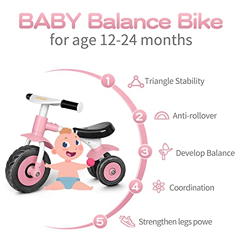 Bicicleta sin Pedales 1 Año - 2 años,Bicicleta Bebe,Bicicleta sin Pedales Bebe,Bicicleta Equilibrio,Rosa