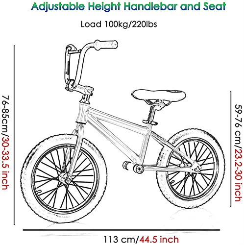 Bicicleta sin Pedales Bicicleta de equilibrio Sin pedal de 16 pulgadas Ruedas, Bicicleta de entrenamiento deportivo ajustable for niños grandes, principiantes y adultos Regalo de cumpleaños for niñas