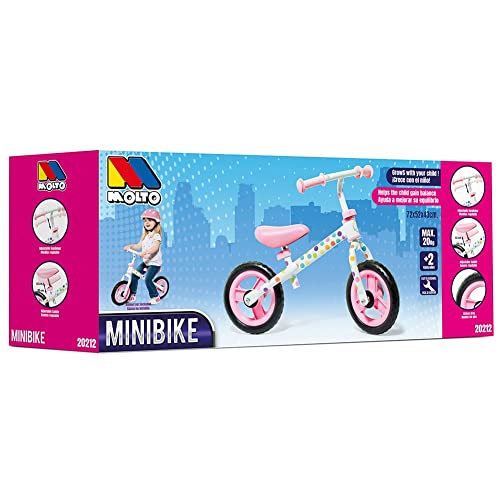 Bicicleta sin Pedales Minibike Molto - sin Casco. con sillín y Manillar Regulables (Rosa)