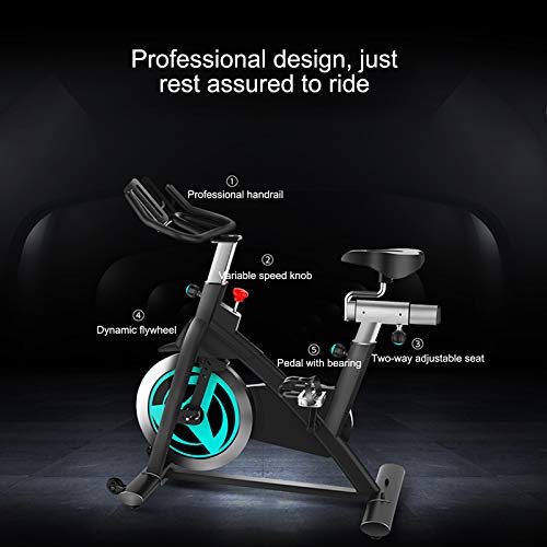 Bicicleta Spinning Bicicleta Estatica para El Hogar 15Kg Volante Silencioso Transmisión por Correa Control Magnético Resistencia Multifuncional con Portabidón/Soporte para Teléfono Móvil