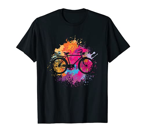 Bicicleta vintage con manchas de color. Camiseta