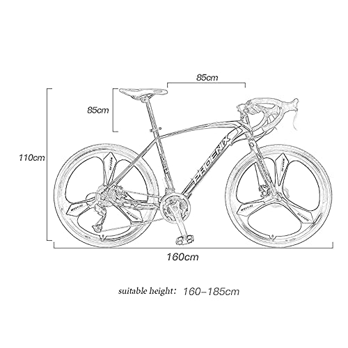 Bicicleta,Bicicleta de carretera,Bicicleta de carretera de acero de alto carbono de 27 velocidades,Bicicleta de carreras híbrida deportiva para adultos,Rueda 700C, No es fácil de deformar o desva